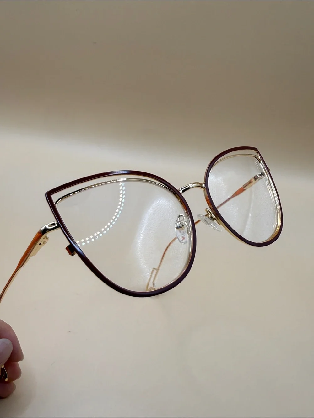 Vooglam Cat-Eye Clear Lens Glasses with Orange Soft Pouch, No prescription